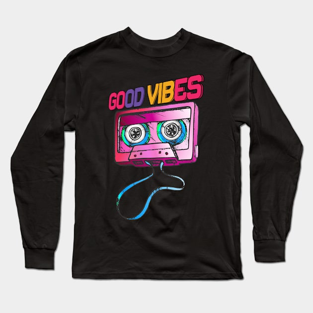 Good Vibes 80s Retro Design Long Sleeve T-Shirt by BAB